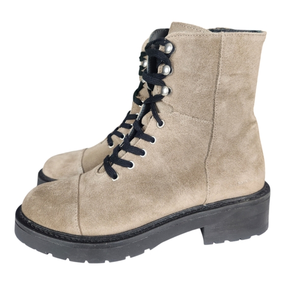 All Saints Shoes - Allsaints Dusty Suede Combat Boots Women Size 8 Light Gray Lace Up Cap Toe